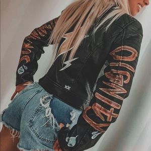 Custom painted faux leather jacket